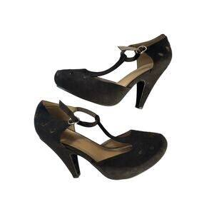 ModCloth “Zest Is History” T-Strap Heels Women's 9 Retro Suede Vintage Inspired